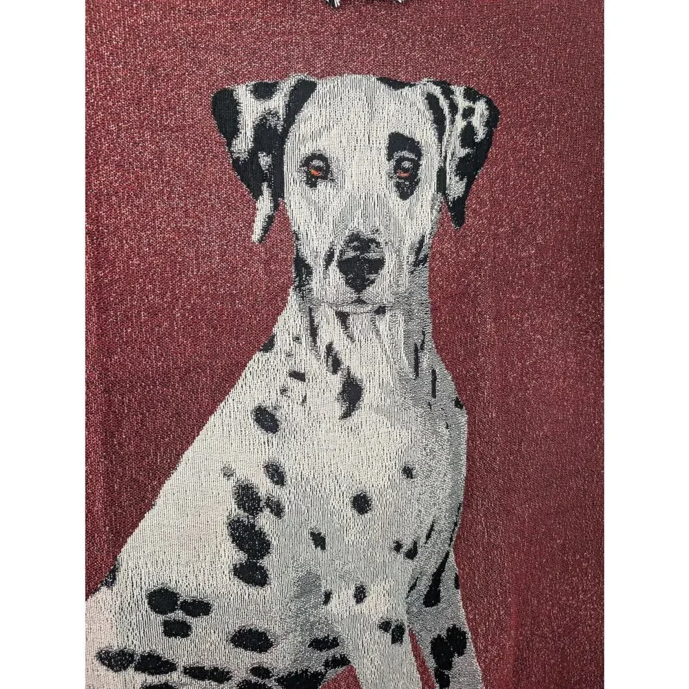 Vintage Linda Picken Dalmatian Tapestry Blanket Woven Cotton Dog Throw